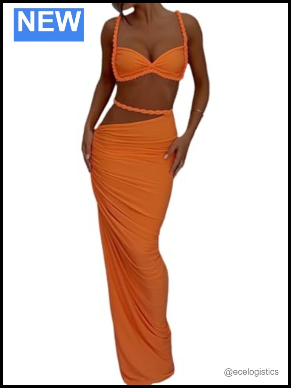 Women's 2 Piece Skirt Set Twisted Strap Camisole Maxi Skirt Set